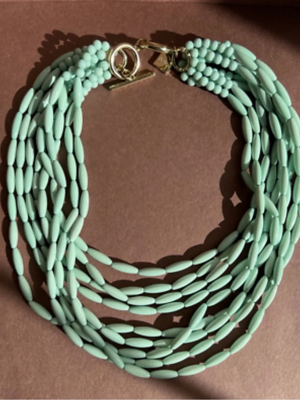 Multi-Strand Mint Bead Statement Necklace for Women